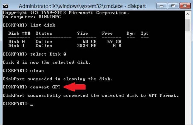 windows cannot be installed to this disk. the selected disk is of the gpt partition style
